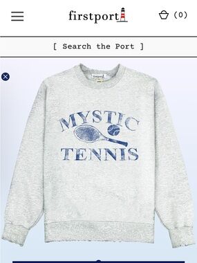 Firstport Mystic Tennis Crewneck Sweatshirt - Light Gray size Large Unisex